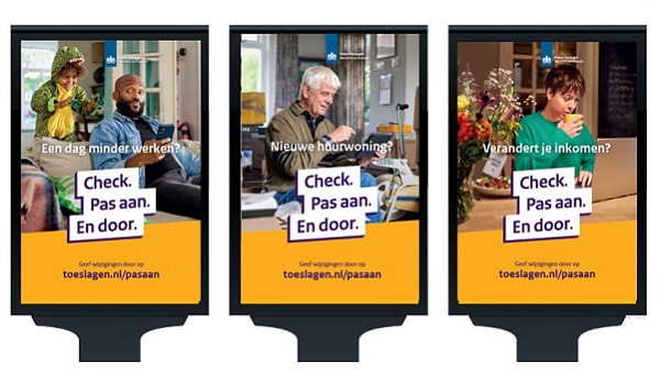 3 campagne posters voor 'bushokjes' met de slogan 'Check. Pas aan. En door.'